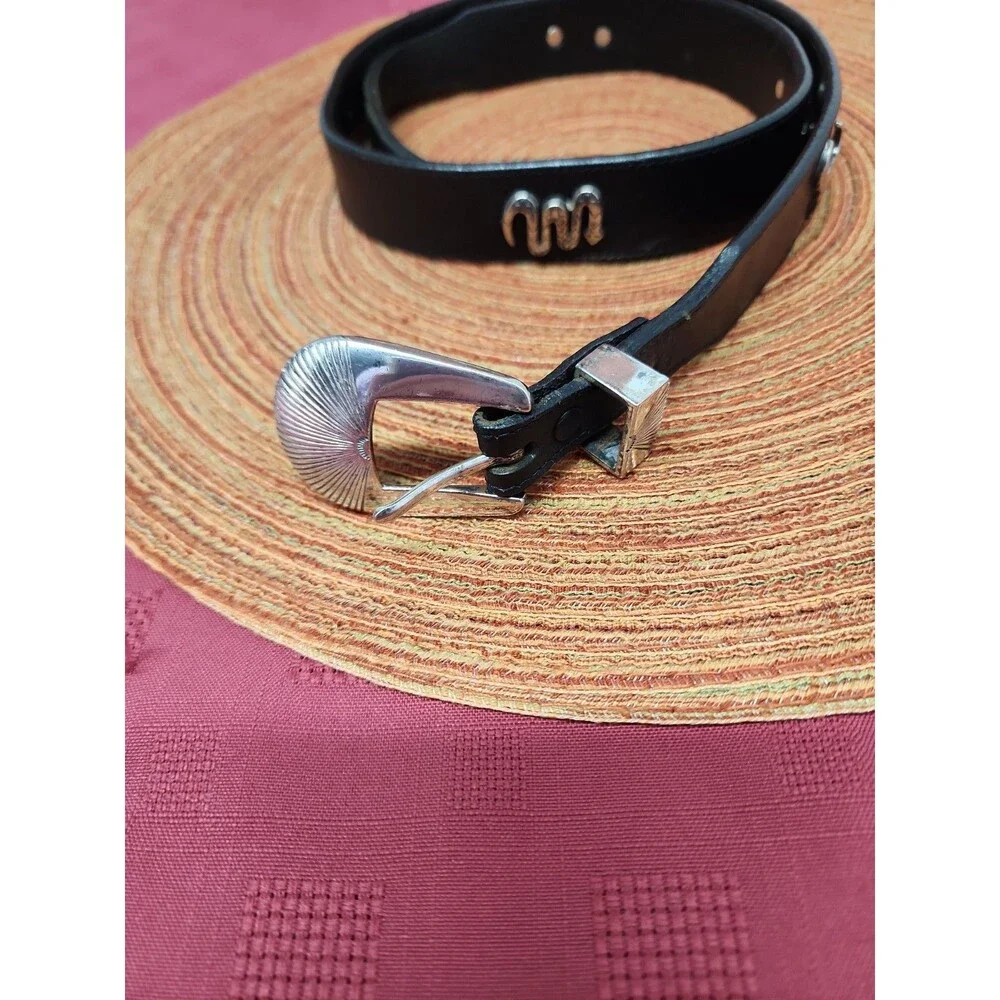 Vintage 1990 Silver Creek Concho Belt Nickel Plated Hardware Mens Size 36 USA